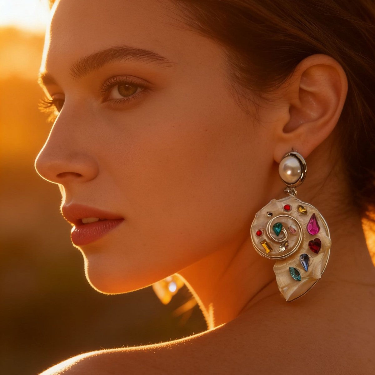Ocean Style Natural Shell Conch Long Earrings