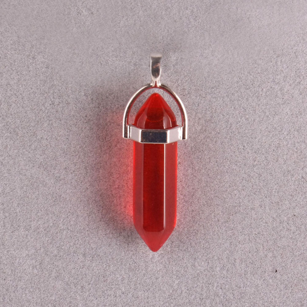 Stone Crystal Agate Bullet Hexagon Prism Pendant