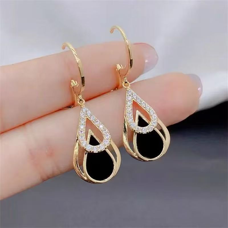 Fashion Black Double Layers Water Drop Jewelry Set