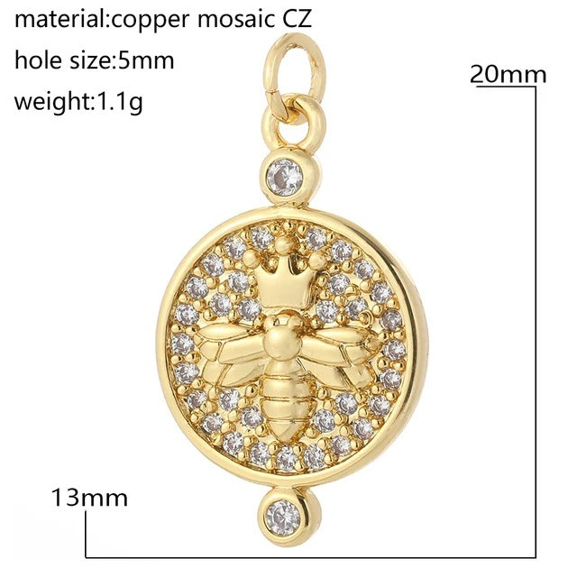 Cherry Bee Copper Animal Plant Golden Pendant