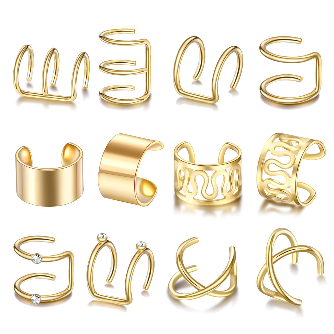 Fashion Simple Hollow Geometry Unique Bone Clips Without Earrings