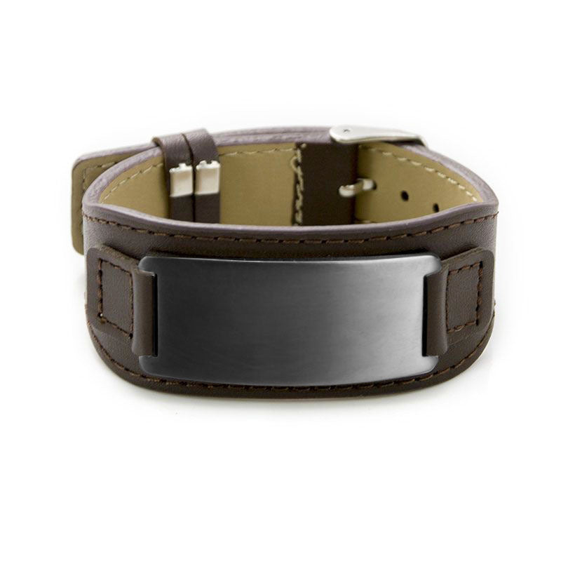 Men's Can Carve Writing Rectangular Steel Plate Bracelets