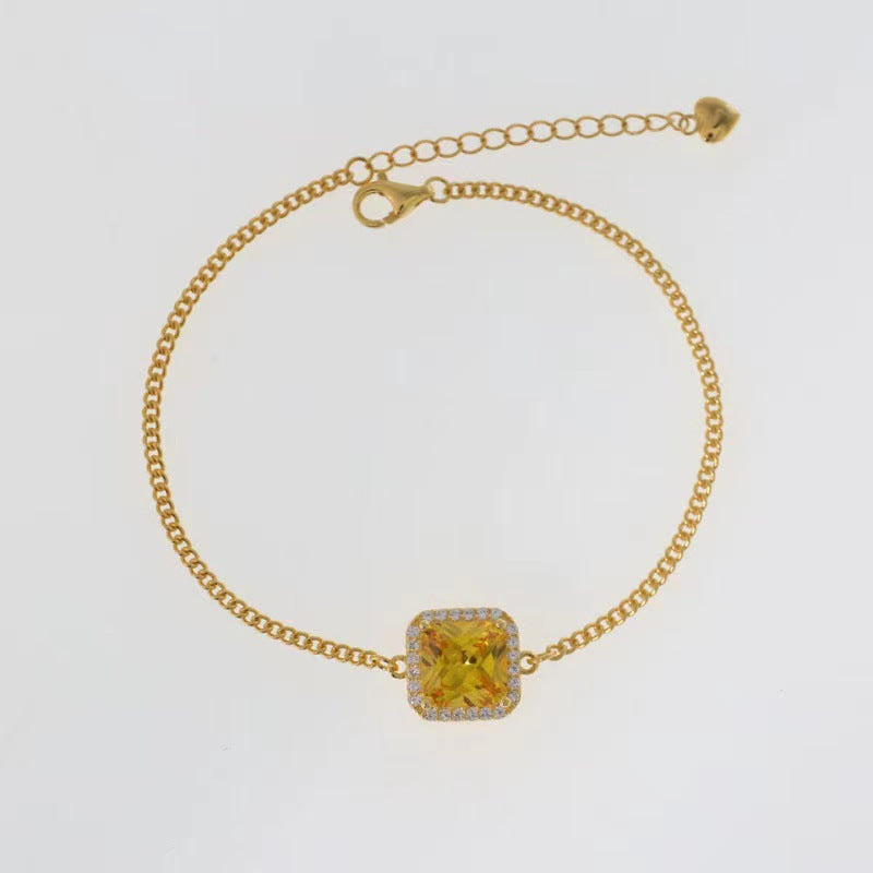 Small Sugar Cube Female Citrine Bread Clavicle Chain Light Luxury Bracelets