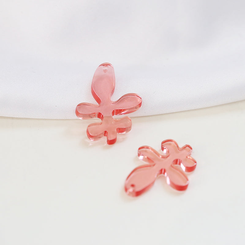 Illustration Line Tulip Flower Leaf Acrylic Handmade Earrings