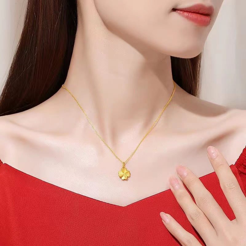 Women's Vietnam Placer Gold Four-leaf Clover Gold-plated Pendants