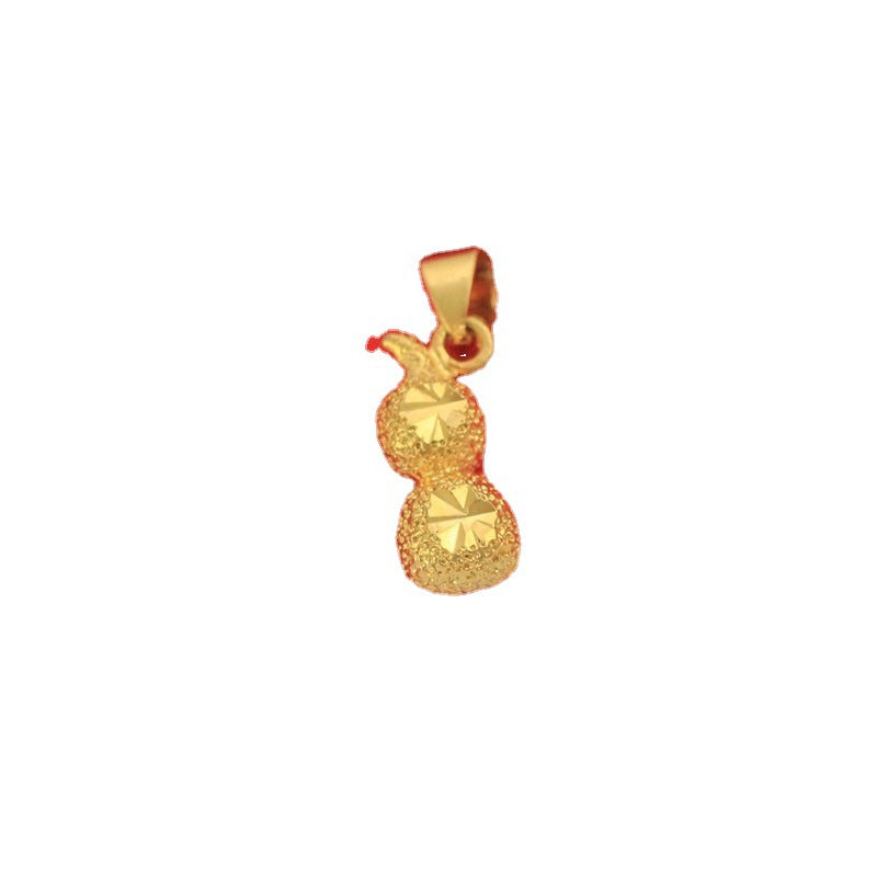 Placer Gold Fu Lu Calabash Pendent Brass Plated Carven Design Pendant