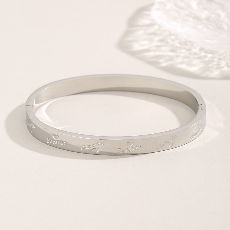 Light Luxury Classic Love Female Titanium Steel Couple Simple Bracelet