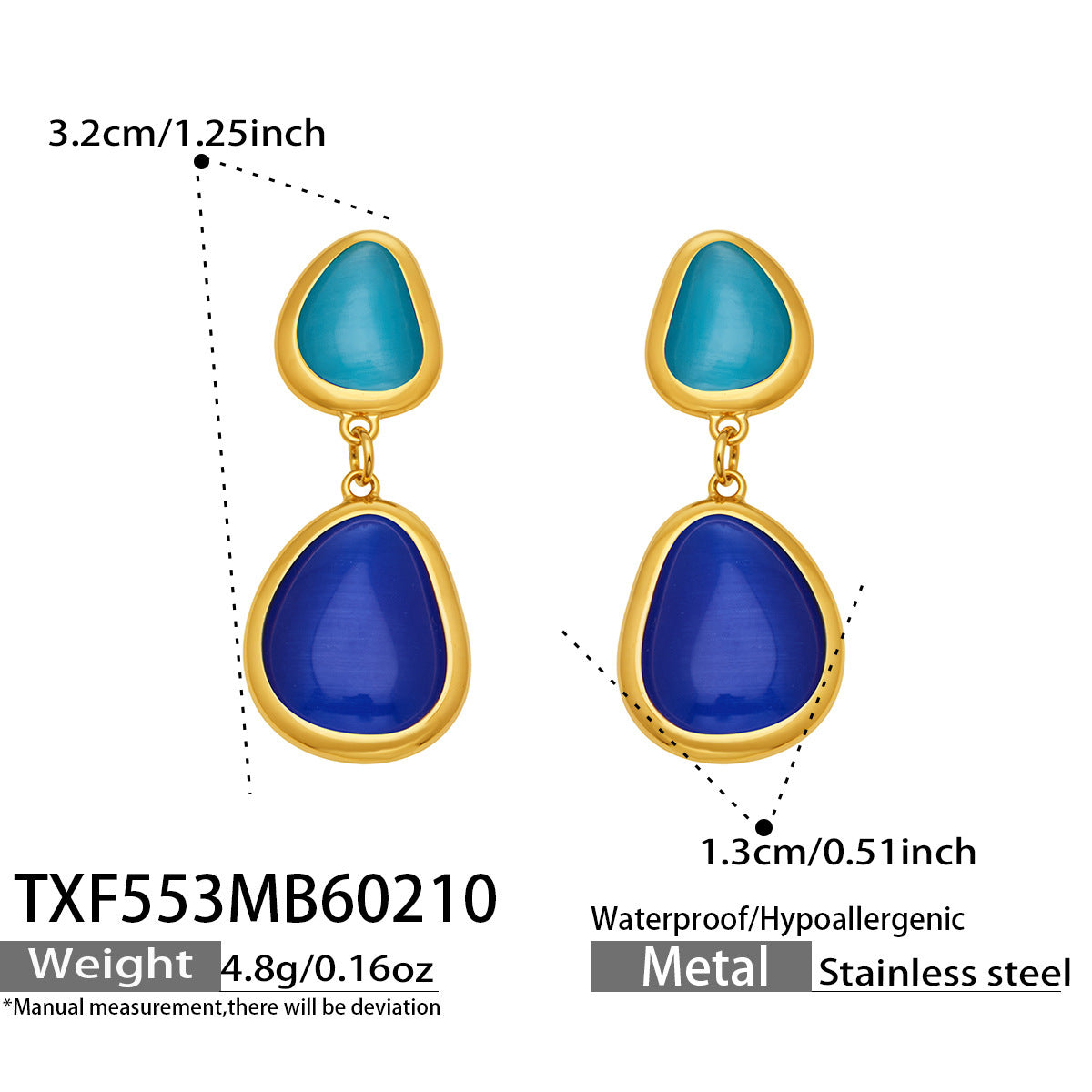 Li Light Luxury Oval Opal Stainless Steel Jewelry Set