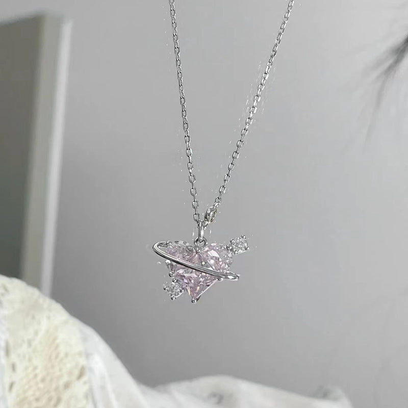 Light Luxury Sweet Temperament Pink Diamond Necklaces
