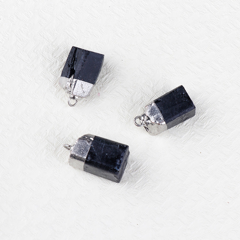 Natural Amethyst Rock Sier Gilded Hemming Irregular Pendants