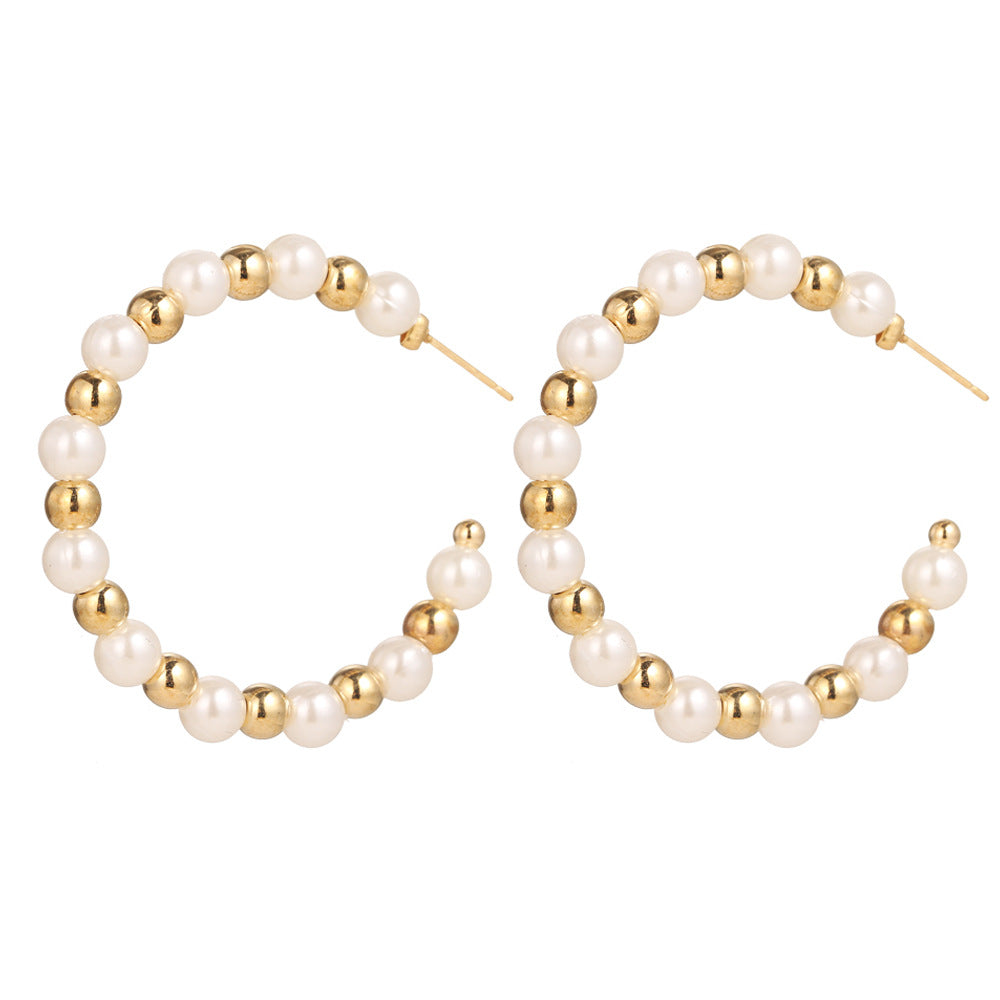 Charming Trendy Irregular Geometric Pearl Eardrop Earrings