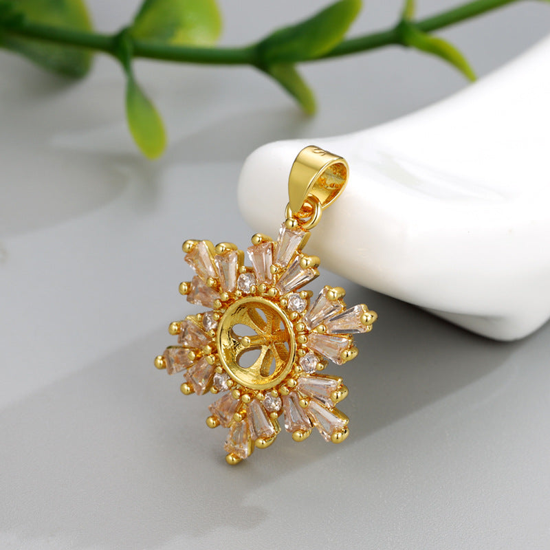 Style Simple Snowflake Empty Holder Gold Color Retention Inlaid Zirconium Jewelry Set