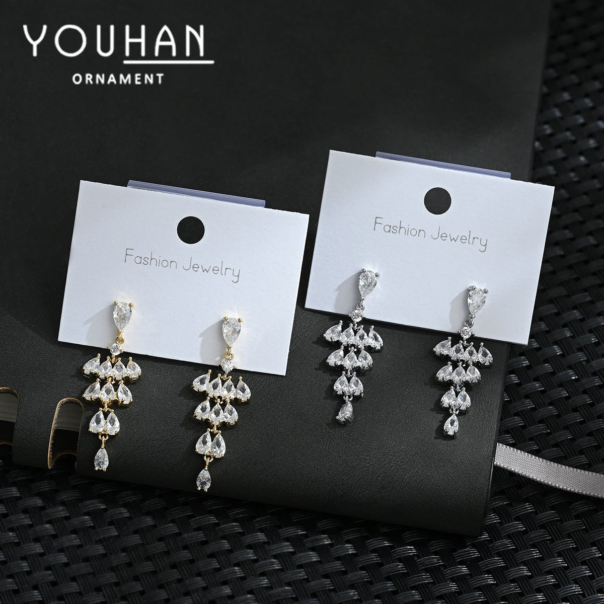 Women's Needle Fashion Design Sense Exaggerated Personalized Zircon Exquisite Light Luxury Stud Earrings