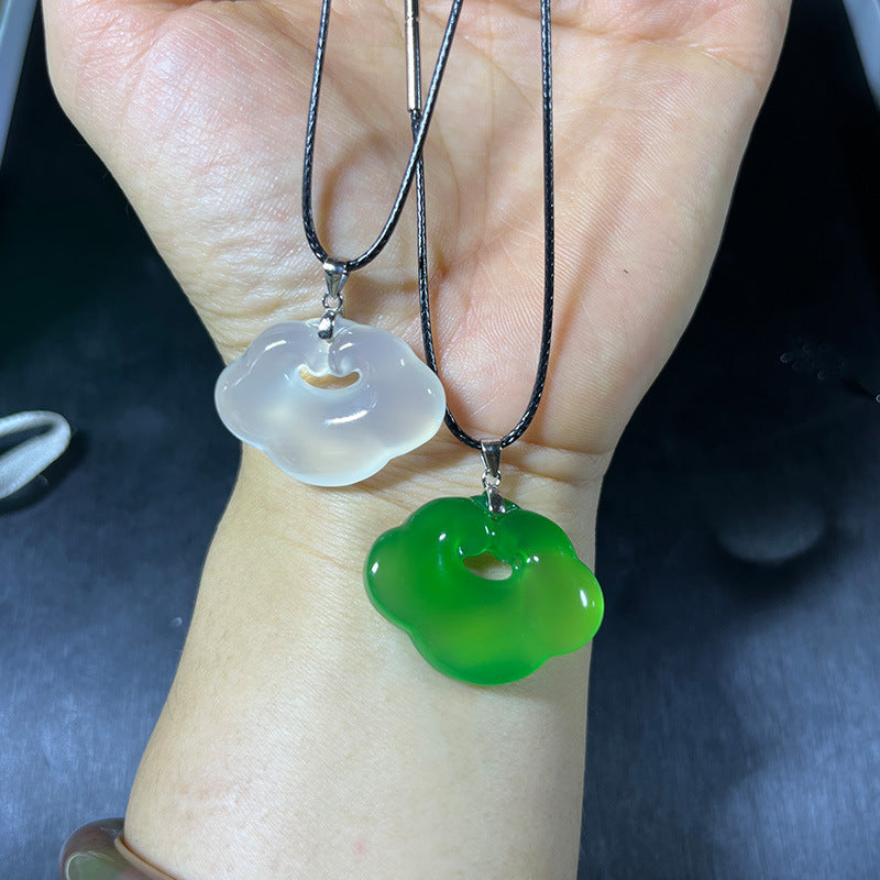 Natural Chalcedony Agate Lock Of Good Cute Hollow Necklaces
