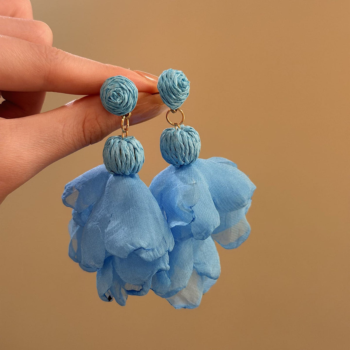 Summer Super Fairy Vacation Style Blue Flower Tassel Fashion Elegant Rings