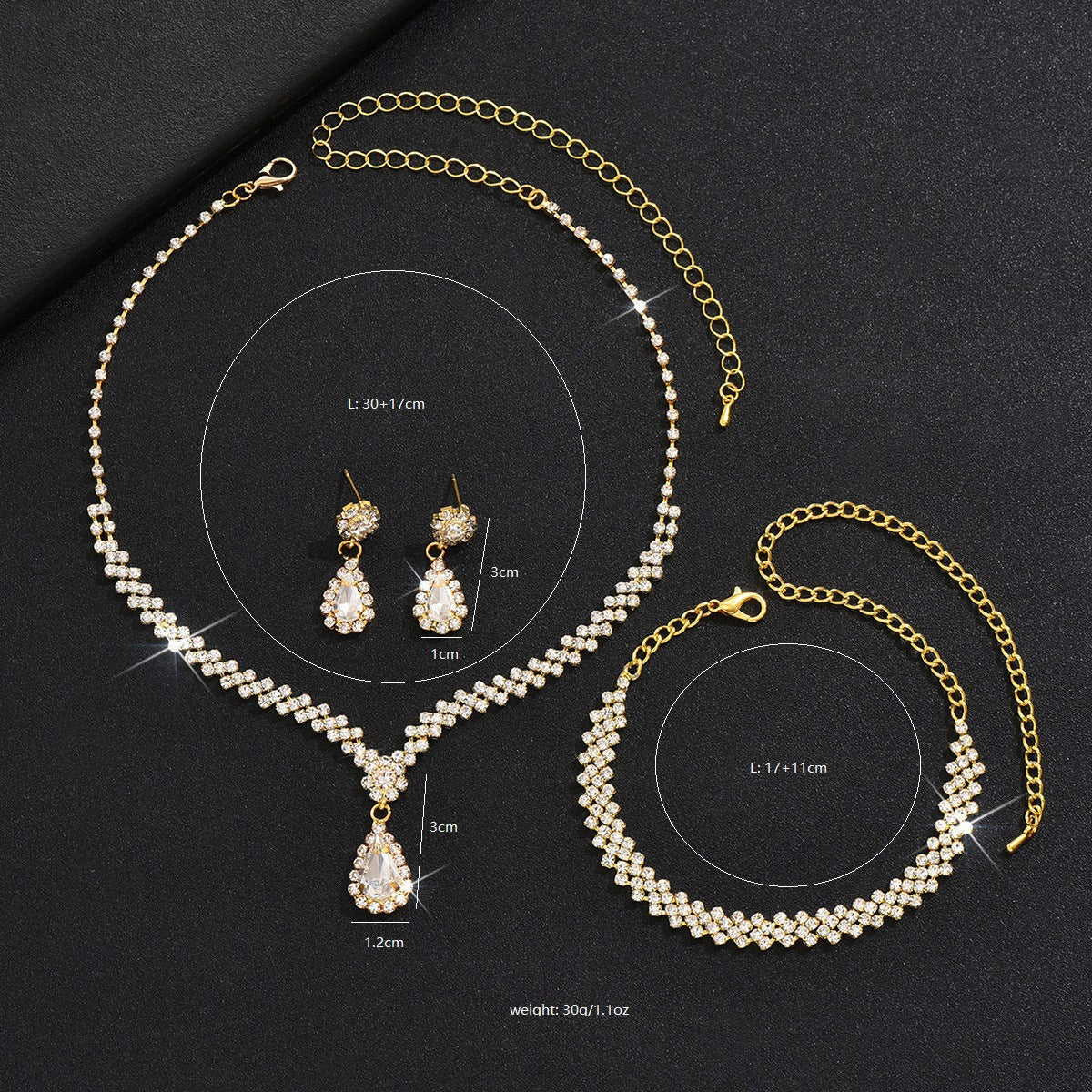 Beautiful Fashion Bride Full Rhinestone Tassel Jewelry Set