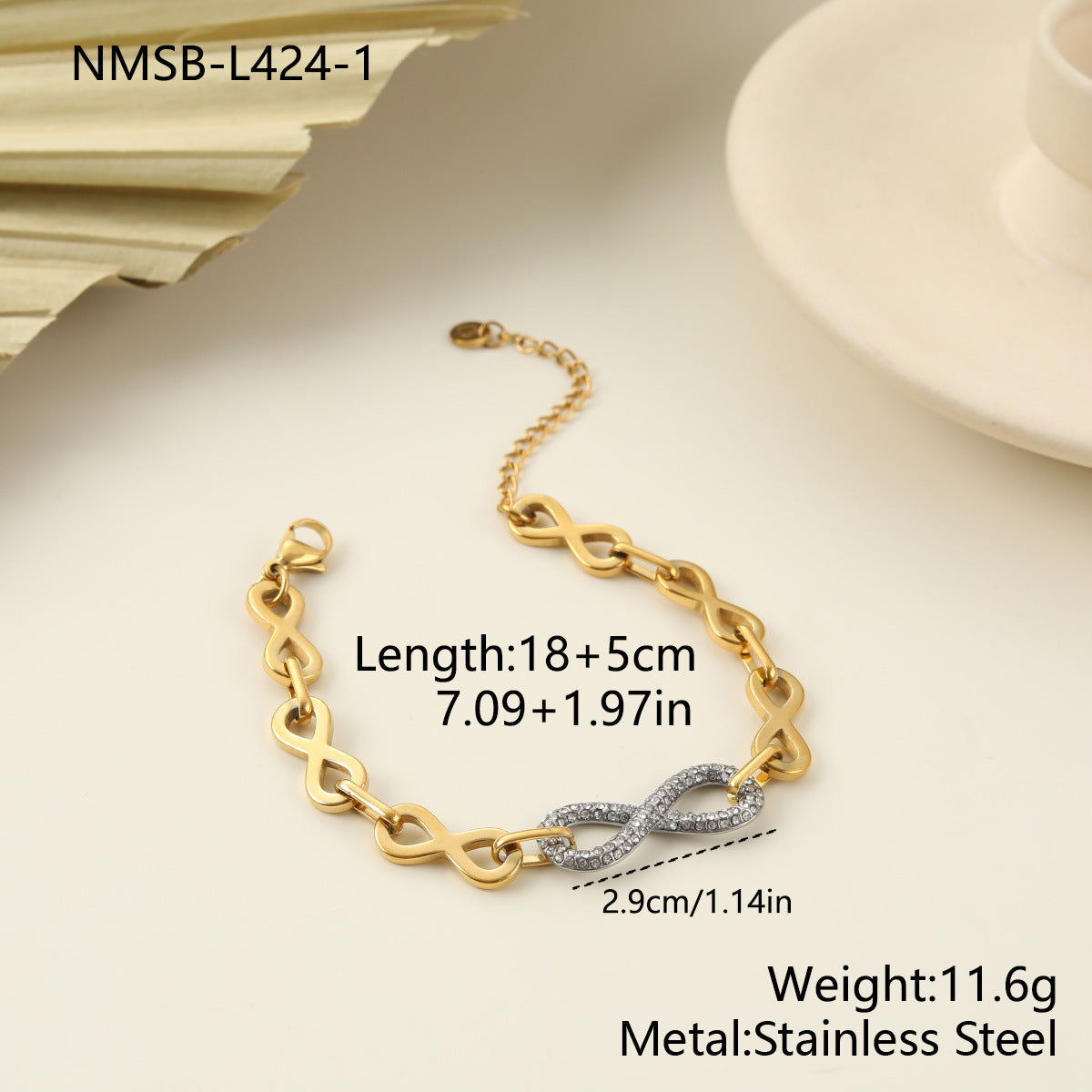 Steel Light Luxury Unlimited Symbol Full Diamond Jewelry Set