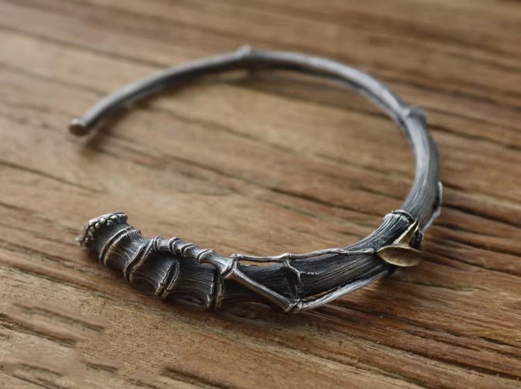 Men's Stone Fink Handmade Vintage Sier Retro Style Personality Inlaid Brass Bracelet