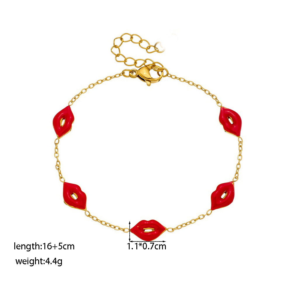 Lips Heart Temperament Wild Titanium Steel Clavicle Jewelry Set