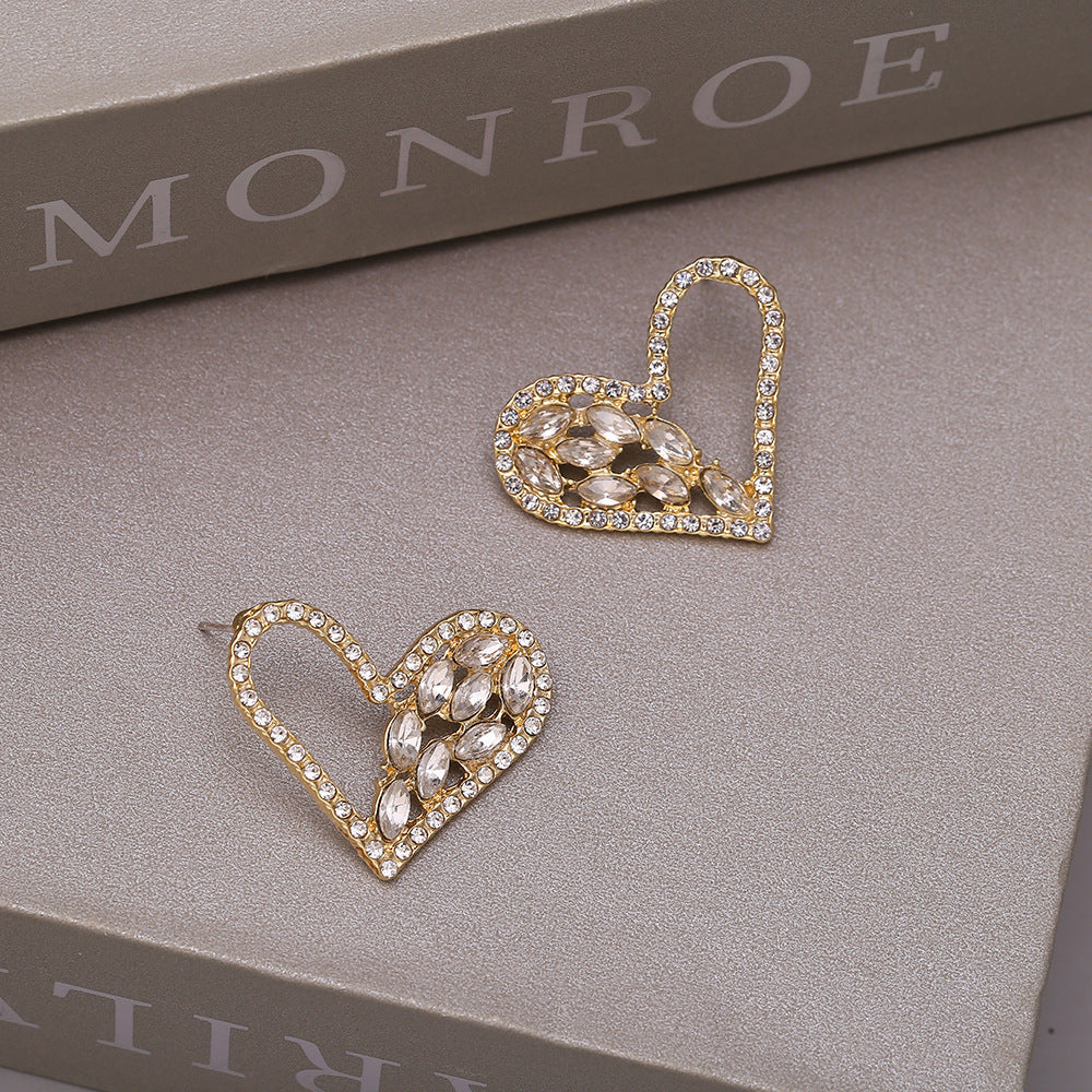 Love Heart Trendy High-grade Light Luxury Female Exaggerated Temperamental Stud Earrings