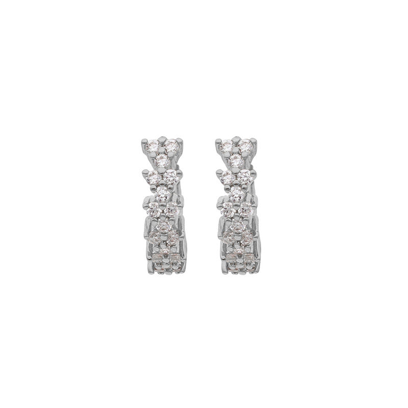 Simplicity Copper Inlaid Zircon Ear Of Rice Clip Versatile Earrings