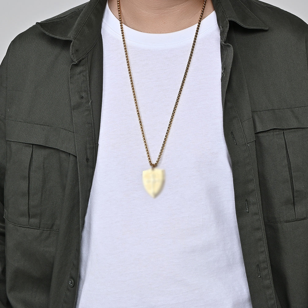 Cross Shield Titanium Steel Gold-plated Niche Necklaces