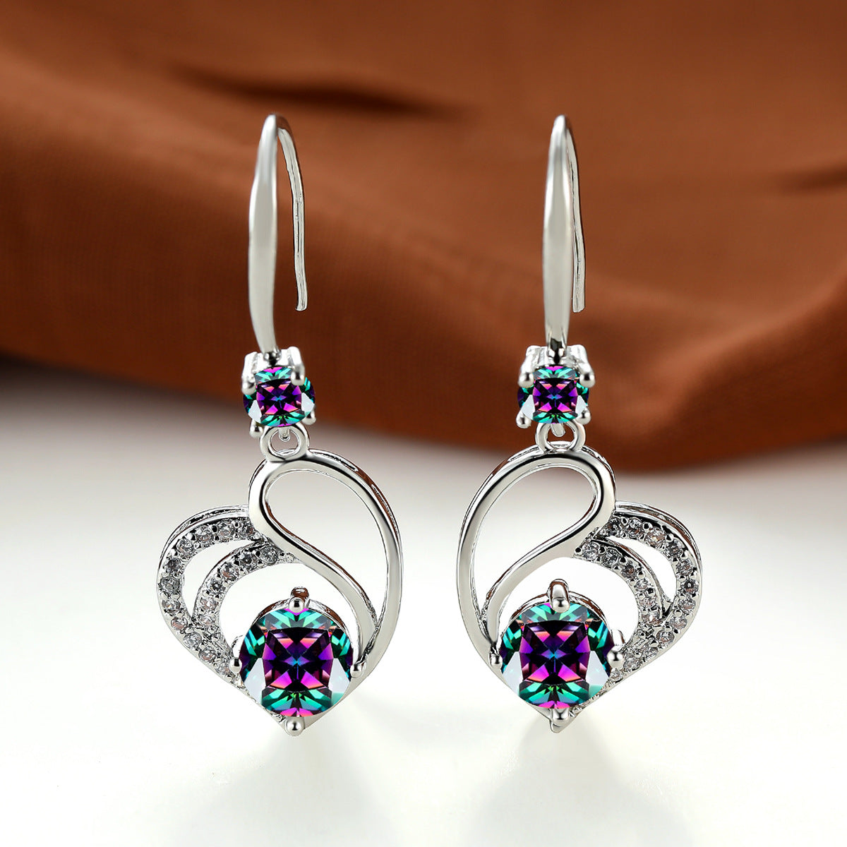 Heart-shaped Mid-length Eardrops Female Korean Exquisite Earrings