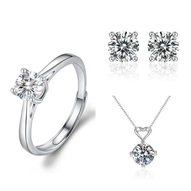 Imitation Moissanite Three-piece Zircon Temperament Ear Earrings