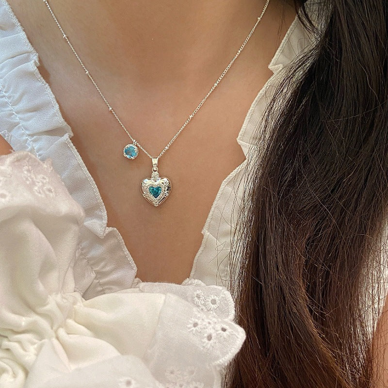 Loving Heart Zircon Ear Combination Female Sweet Necklace