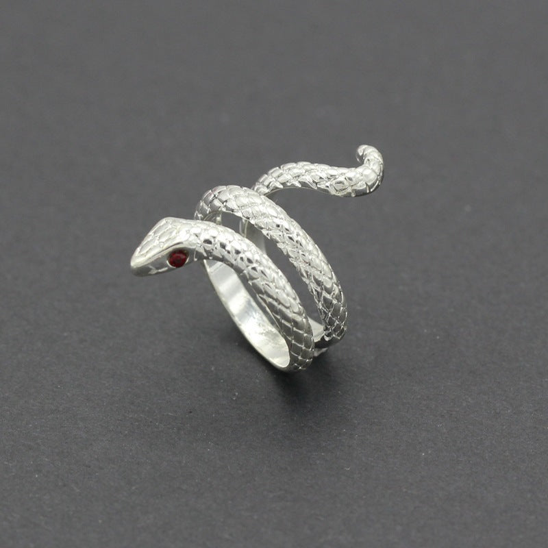 Women's & Men's Thai Sier Snake Glasses King Open Domineering Animal Hand Ring