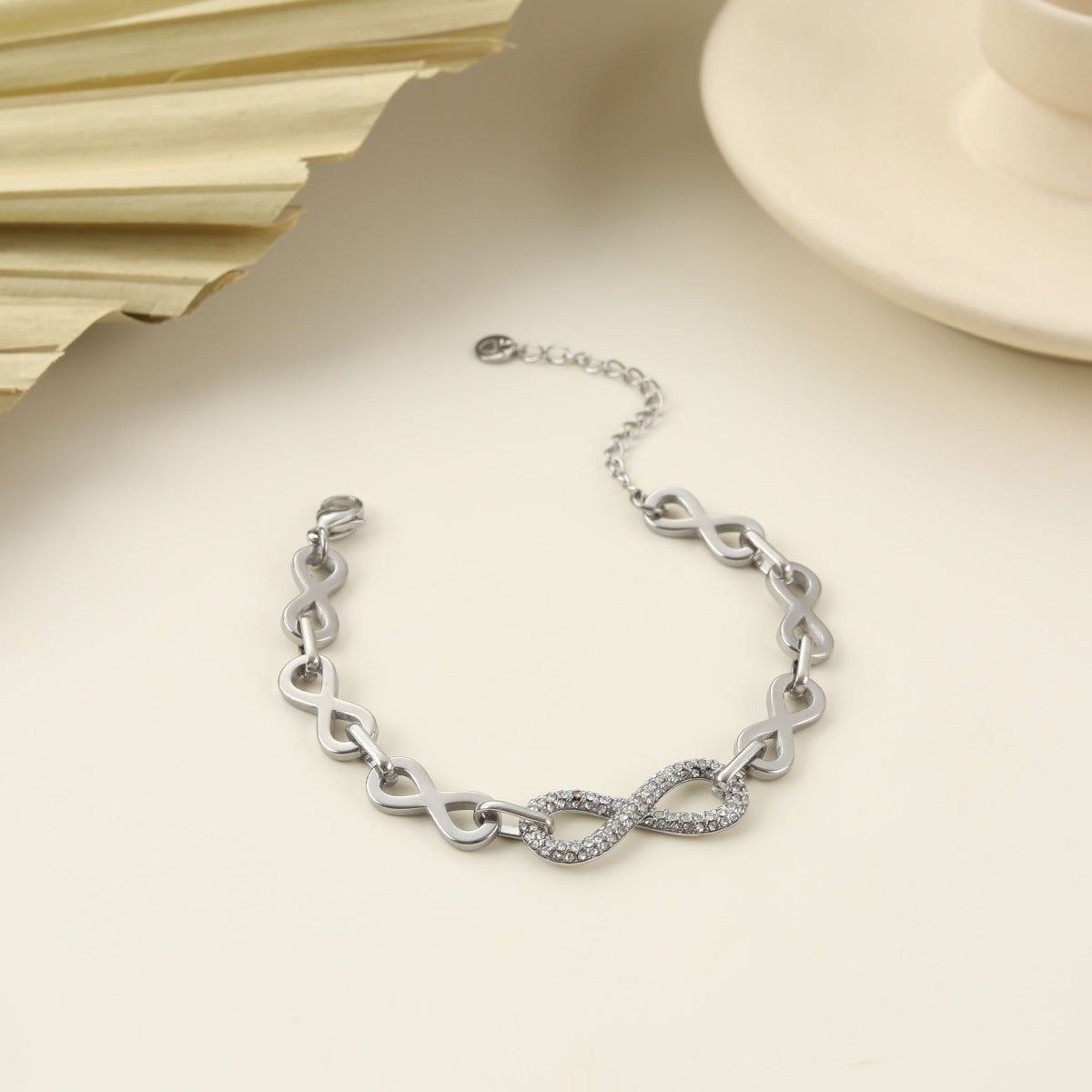 Steel Light Luxury Unlimited Symbol Full Diamond Jewelry Set