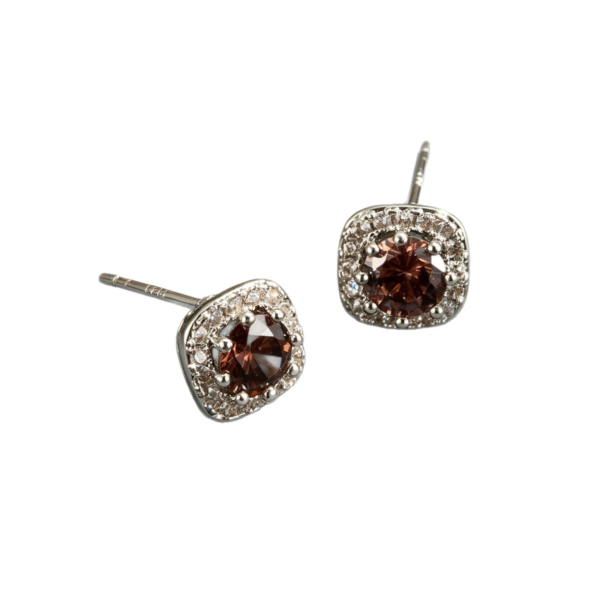 Luxury Style Caramel Zircon Ear Copper Alloy Micro Inlaid Zirconium Earrings