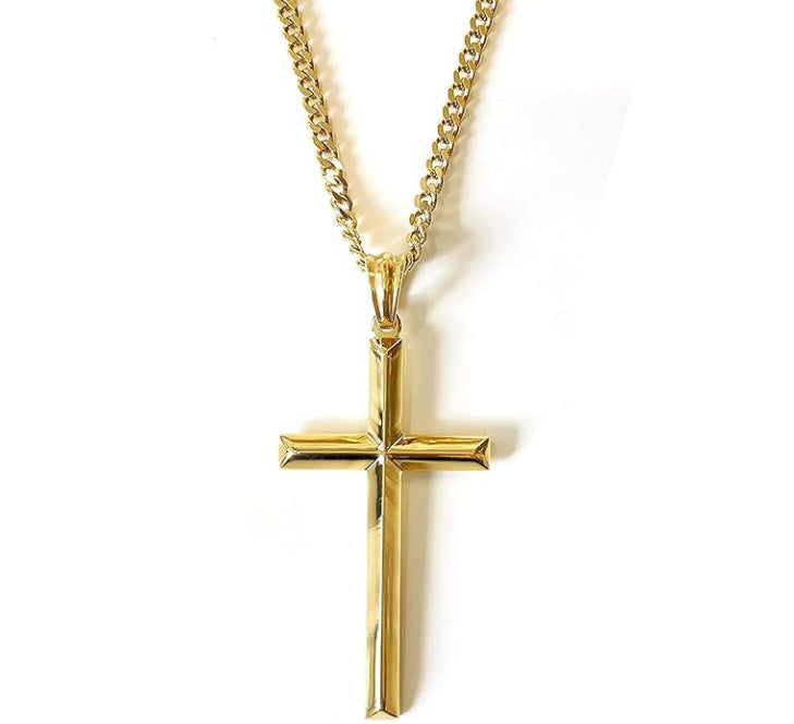 Women's & Men's Titanium Steel Cross High-grade Gold Simplicity Necklace