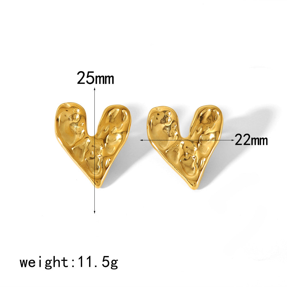 French Retro Light Luxury Design Gold Stainless Steel Lava Love Jewelry Set