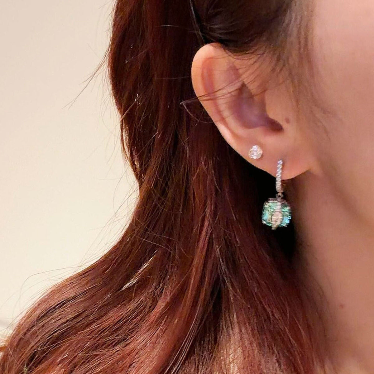 Women's Blue Stone Square Sugar Light Luxury High-grade Ear Earrings