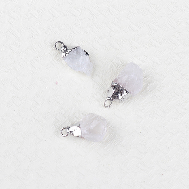 Natural Amethyst Rock Sier Gilded Hemming Irregular Pendants