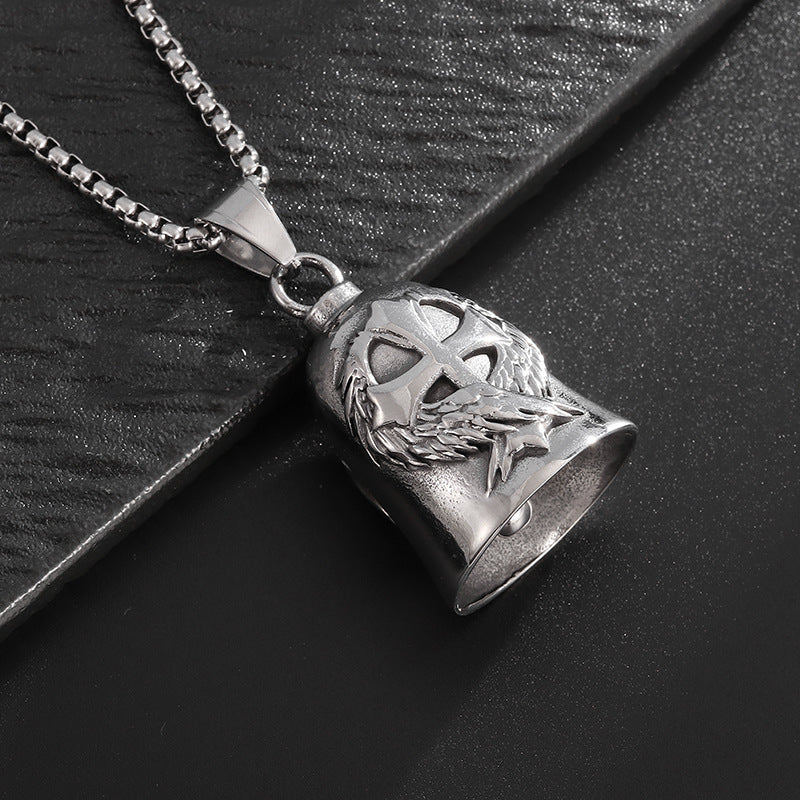 Steel Casting Polished Wings Cross Motorcycle Pendant