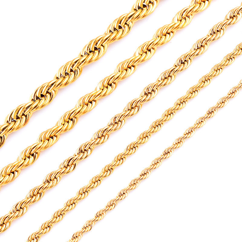 Men's Stainless Steel Hemp Flowers Chain Hip Hop Neutral Titanium Necklace