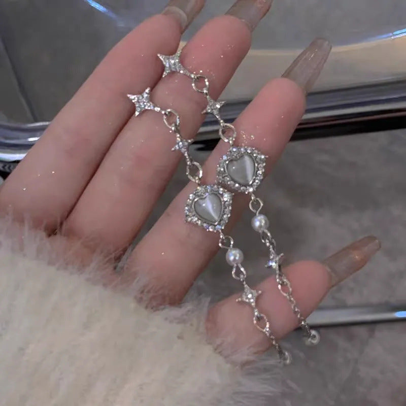 Cool Style Temperament Entry Lux Moonstone Earrings