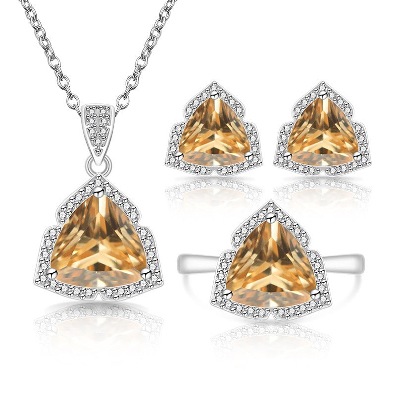 Women's Live Broadcast Fashion Temperament Imitation Natural Colored Gems Zircon Jewelry Set