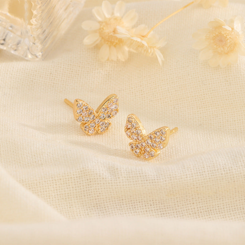 Women's Butterfly Design High-grade Light Luxury Delicate Stud Earrings