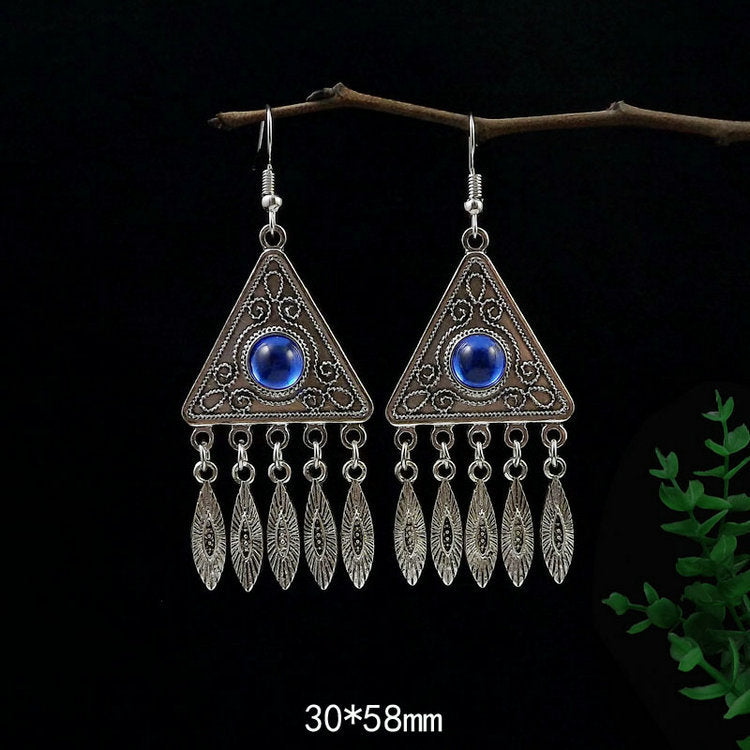 Women's Tibetan Sier Miao Eardrops Classical Ethnic Style Earrings