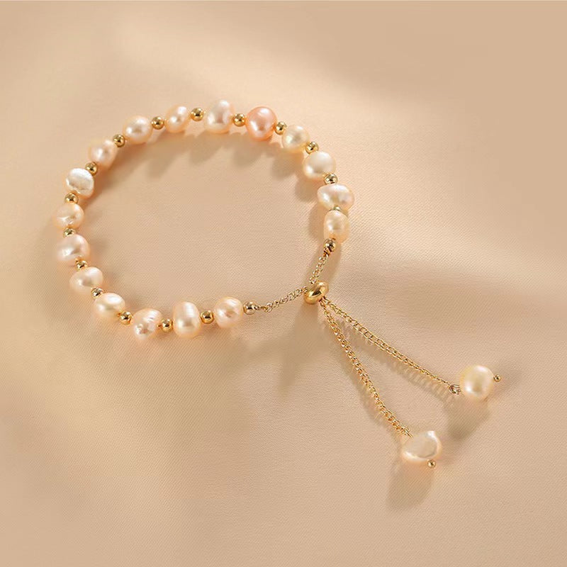Women's Retro Irregular Freshwater Imitation Pearl Pull-out Adjustable Bracelets
