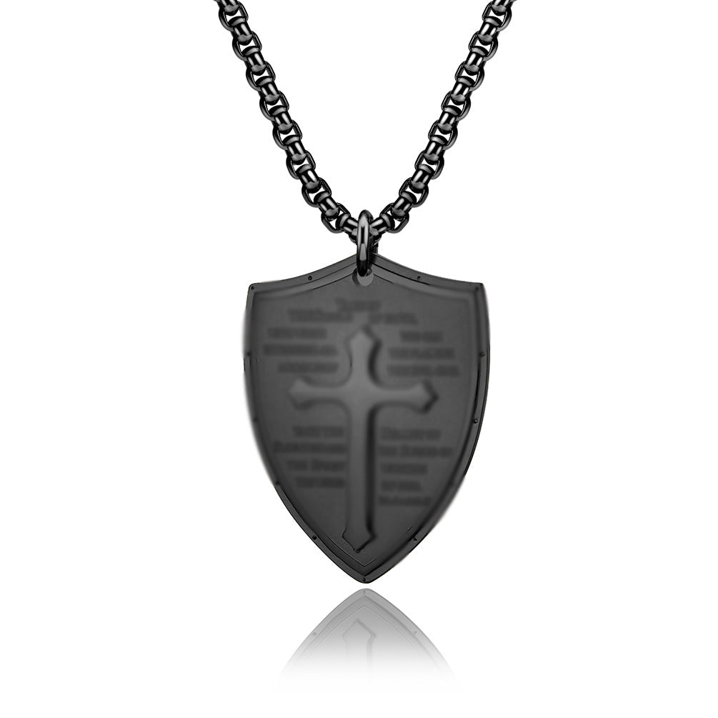 Cross Shield Titanium Steel Gold-plated Niche Necklaces