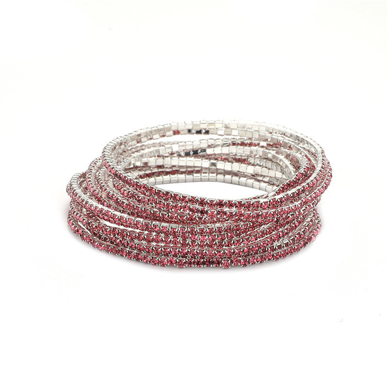 Rhinestone Stretch Bridal Korean Single Row Bracelet