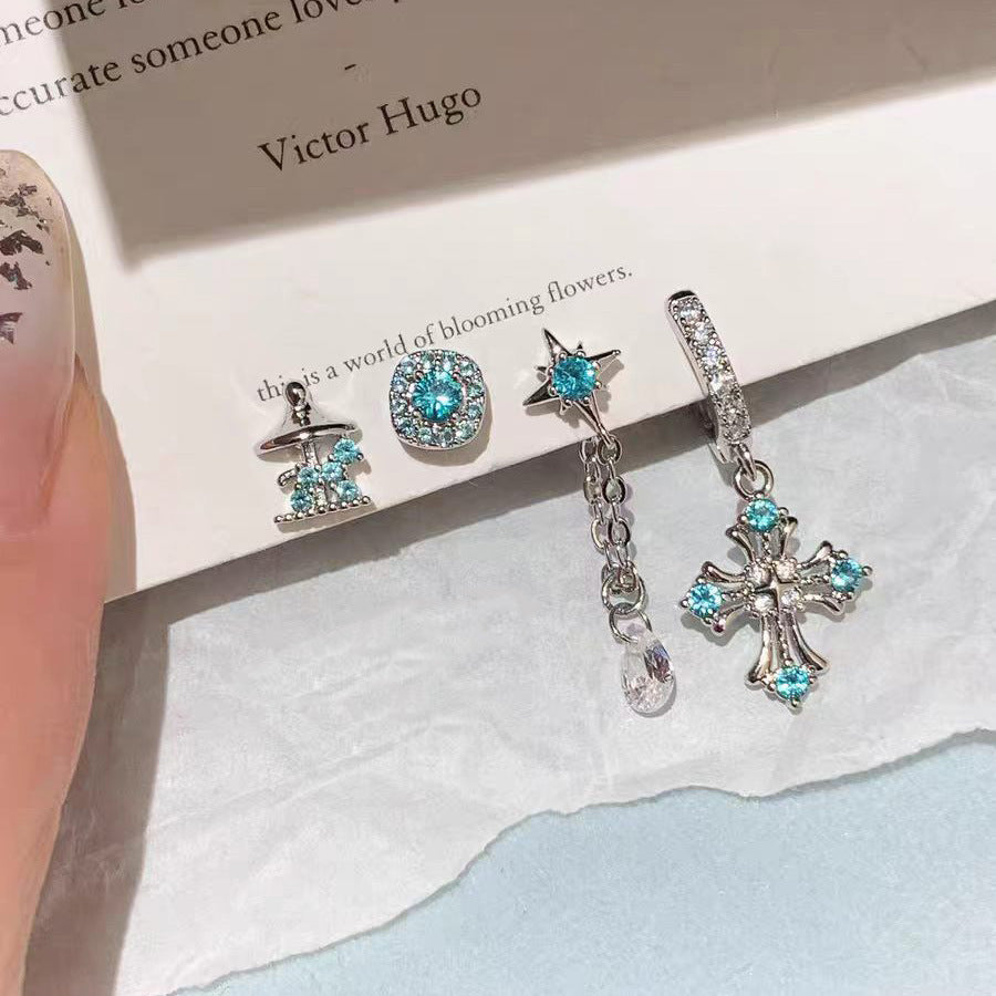 Pa Green Zirconium Umbilicaria Bone Nail Collection Earrings