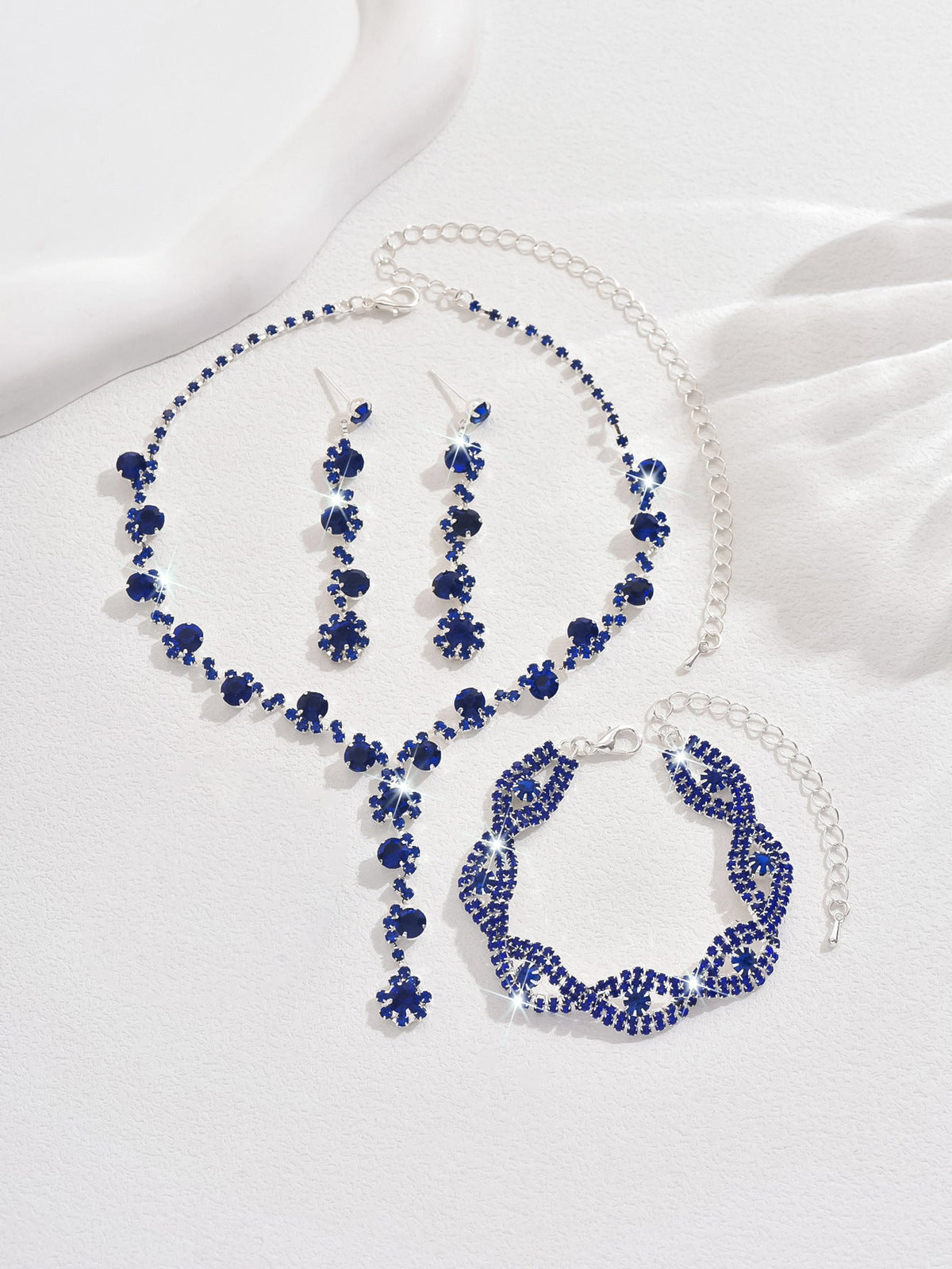 Crystal Rhinestone Ear Three-piece Wedding Decoration Jewelry Set