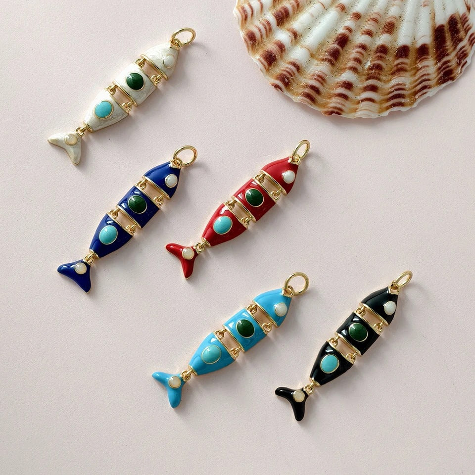Color Enamel Fish Copper Drop Oil Pendant