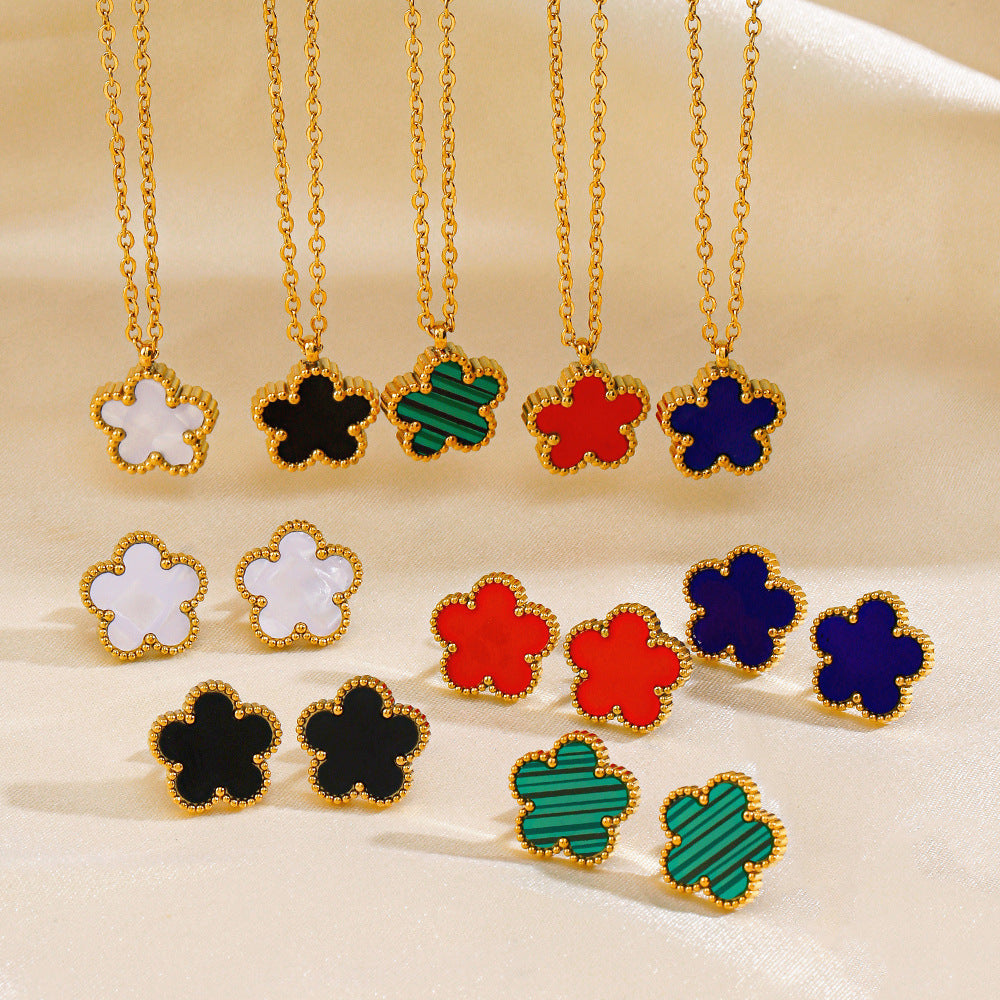 Steel Flower Ear Simple Popular Color Jewelry Set