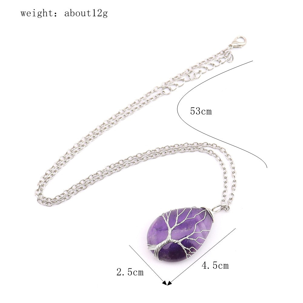 Agate Water Drop Winding Silk Tree Necklaces